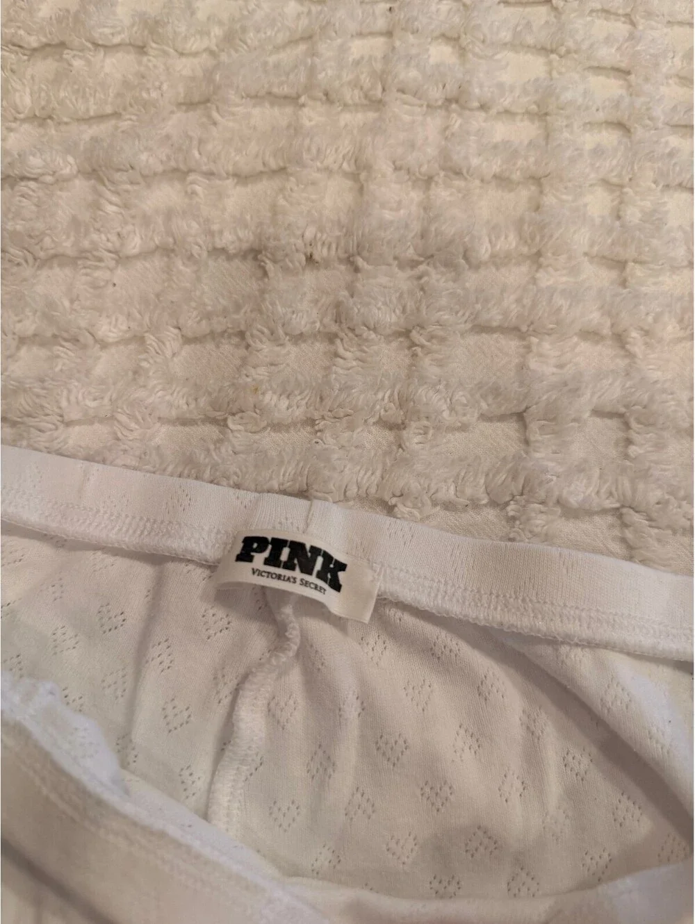 PINK Victoria's Secret White Pointelle Pajama Pants